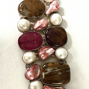 Elegant Pink and Brown Gemstone Bracelet